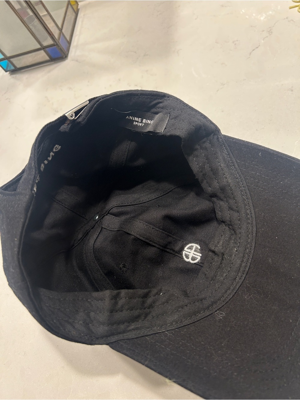 Anine Bing Jeremy Cap Black White Text Good used condition - Picture 3 of 5